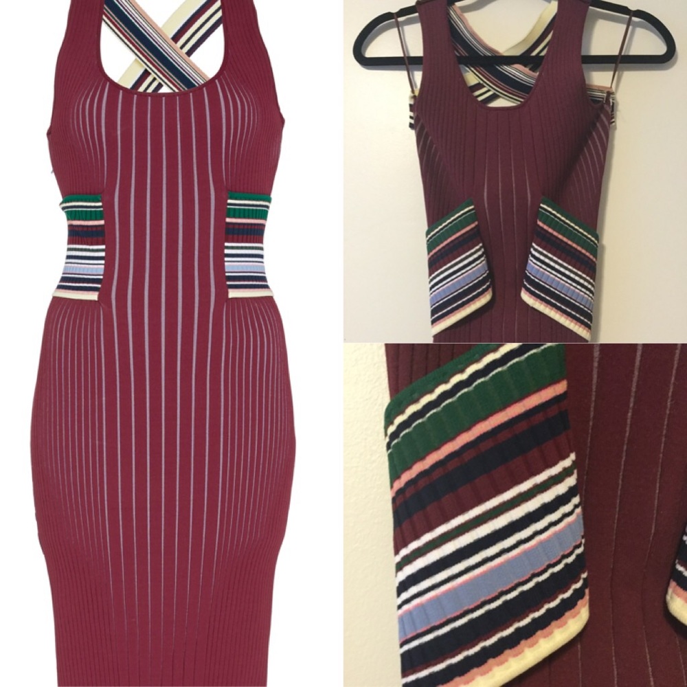 Sportmax Moneta Ribbed Dress ColorBurgundy - Picture 2 of 8
